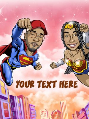 Superhero caricature (superman and wonderwoman)