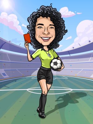 Caricatura Arbitro femenino Deporte Futbol